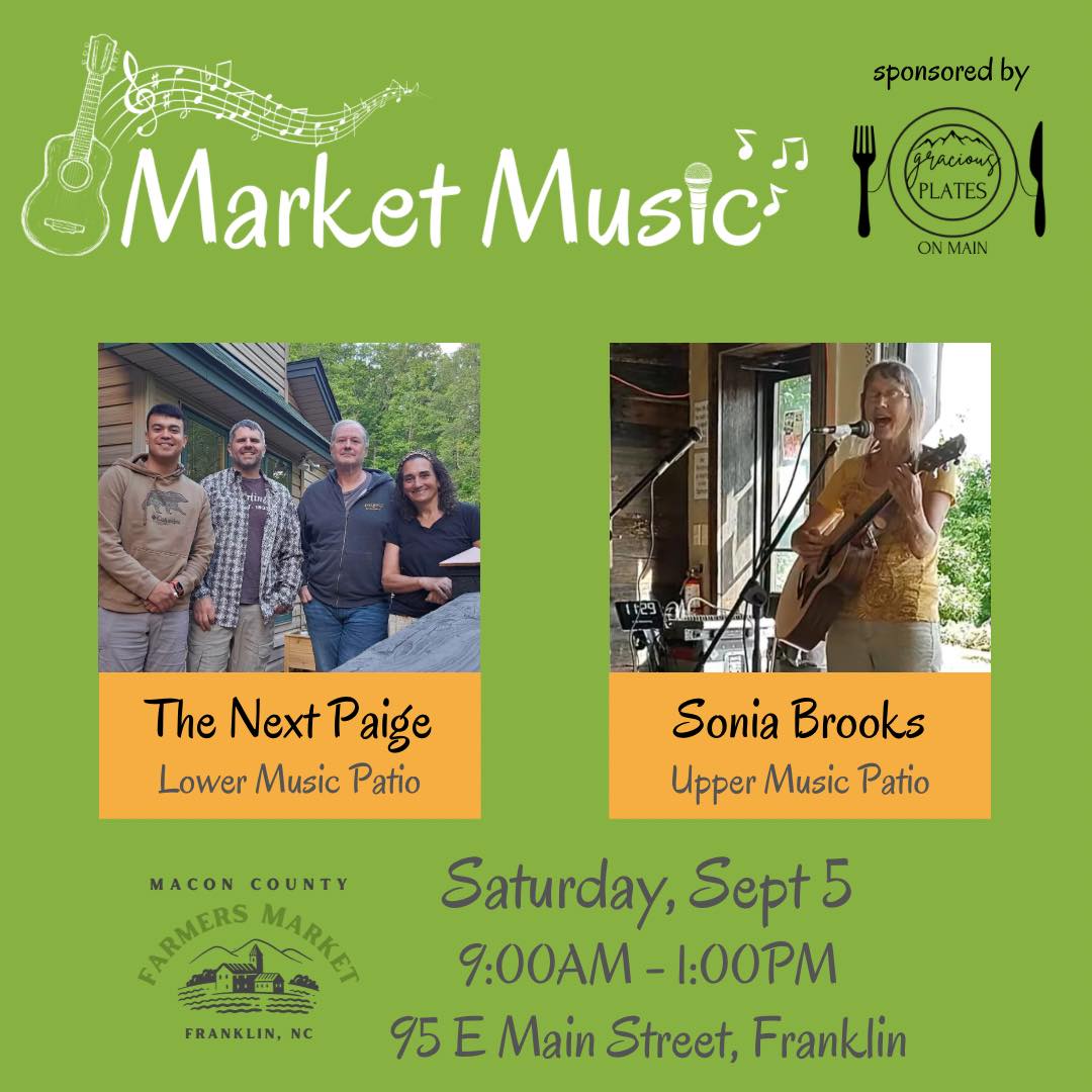 ๐ถ Come join us this Saturday for great entertainment while you browse more than 40 local vendors โ๏ธ๐
9:00AM - 1:00PM
Town Hall
95 E Main Street, Franklin
Market Music is sponsored by Gracious Plates on Main - the best farm to table dining experience in Western North Carolina ๐ฝ๏ธ๐
.
.
.
#farmersmarketfranklinnc #wncfarmtotable #appalachianproduce #appalachianfarm #maconcountyfarmersmarket #franklinncchamber #franklinnc #franklinncfarmersmarket #experiencefranklinnca
