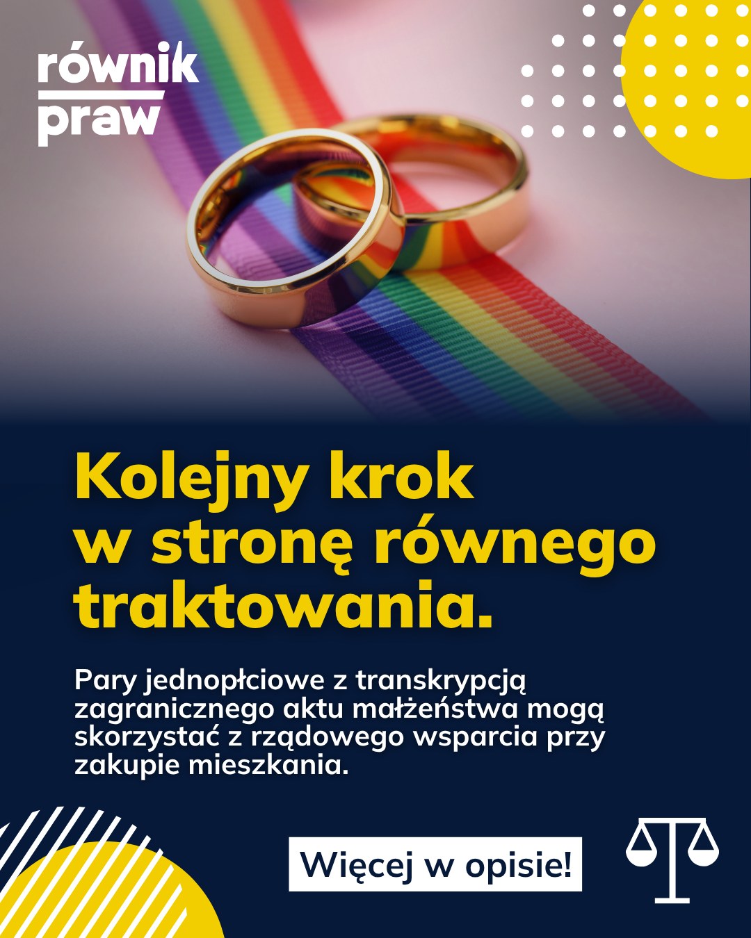 Kolejny krok w stronę równego traktowania małżeństw jednopłciowych.
Pary jednopłciowe, które mają transkrypcję zagranicznego aktu małżeństwa, mogą skorzystać z rządowego wsparcia przy zakupie mieszkania.
To może wydawać się małą zmianą, ale dla konkretnych osób oznacza bardzo dużo.
Jeszcze niedawno takie wsparcie nie było dla nich dostępne. Teraz to się zmieniło.
To kolejny przykład tego, że małżeństwa jednopłciowe są coraz częściej uwzględniane przez polskie instytucje.
Każdy, nawet najmniejszy, krok w stronę pełnej równości ma znaczenie.