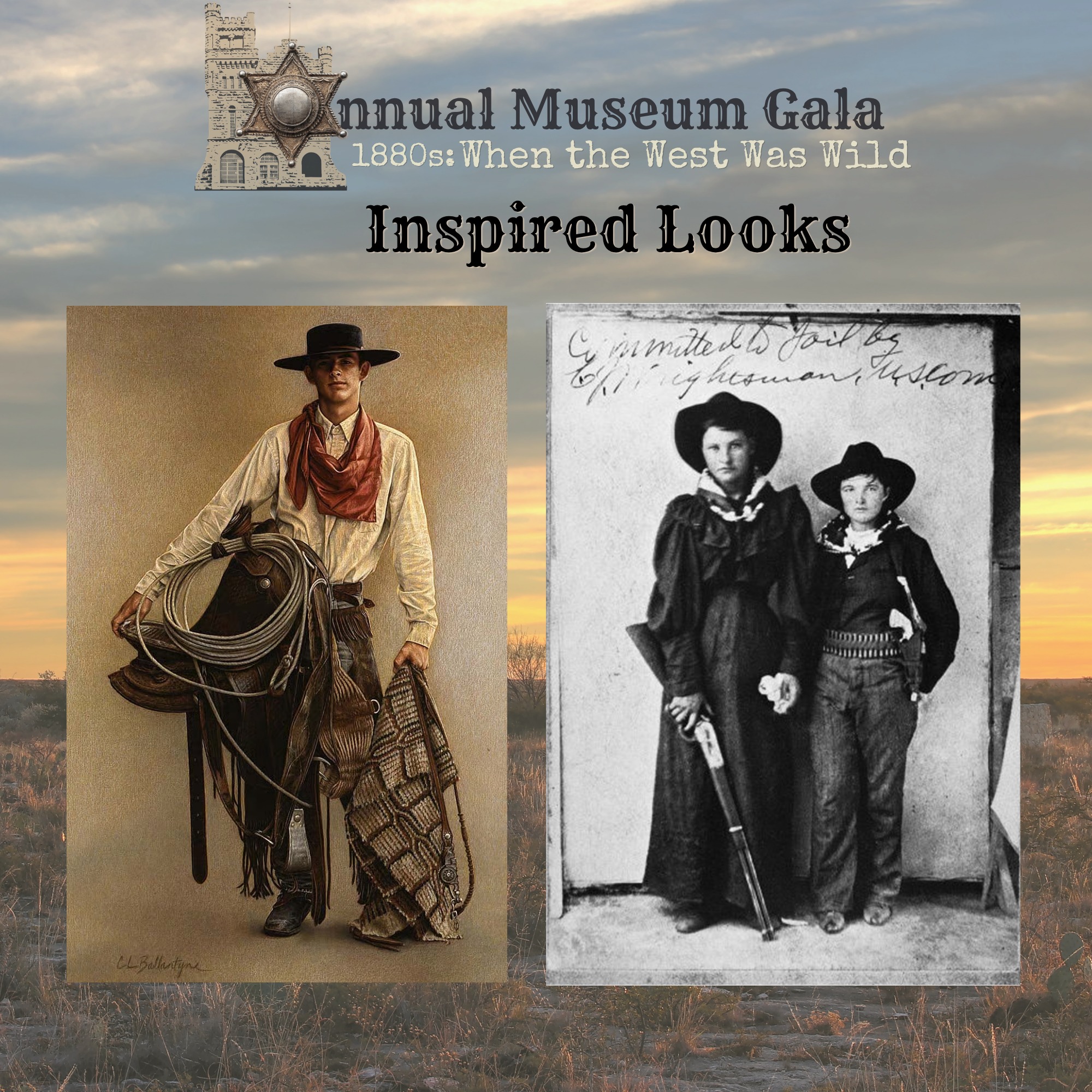 Only a little over two weeks left before our annual Museum Gala! We are looking forward to seeing your "western garb!"
Don't know what to wear? Check out our inspo pics below! Dress can be fancy or casual (or just business casual if you prefer) See you there!