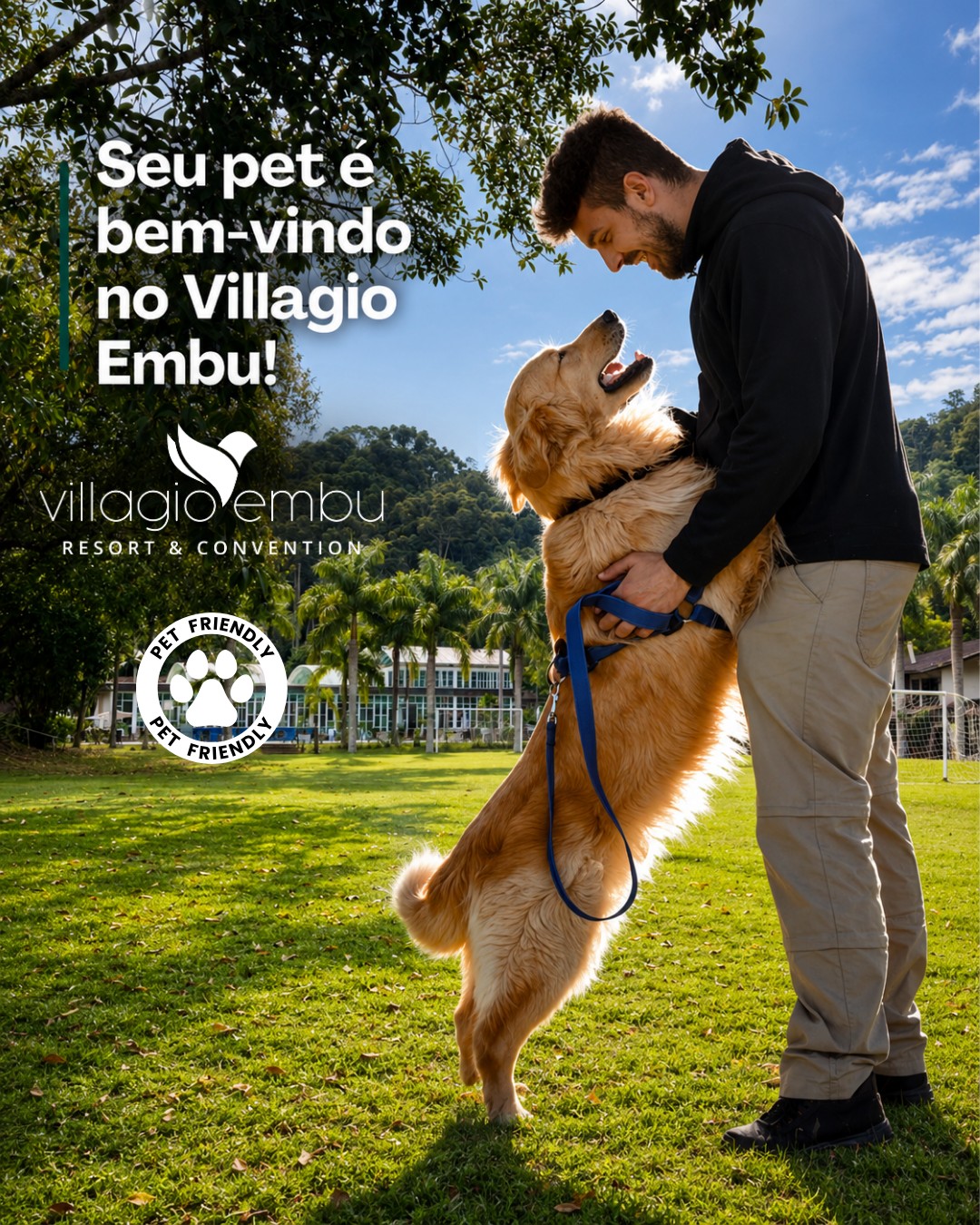 🐾 Seu pet é bem-vindo no Villagio Embu!
Aqui, o final de semana fica ainda melhor com toda a família reunida — inclusive o seu melhor amigo. 🐶💚
O Villagio Embu é pet friendly e oferece uma estrutura preparada para receber seu cão com conforto e segurança.
🐾 Confira alguns dos diferenciais:
• Acomodações pet friendly
• Kit Pet com caminha, potes e tapete higiênico
• Pote individual com água filtrada
• Espaços sinalizados para pets
• Ganchos para prender a guia nas áreas comuns
• Pontos com saquinhos e lixeiras para descarte
• Sem limitação de porte para cães sociáveis e com bom comportamento
• Até 2 pets por apartamento
🌿 Natureza, lazer e momentos especiais para você e seu pet aproveitarem juntos.
📲 Programe seu próximo final de semana no Villagio Embu!
#VillagioEmbu #PetFriendly #HotelPetFriendly #FinalDeSemana #ViagemComPet #EmbuDasArtes #HotelEmbu #FamíliaComPet