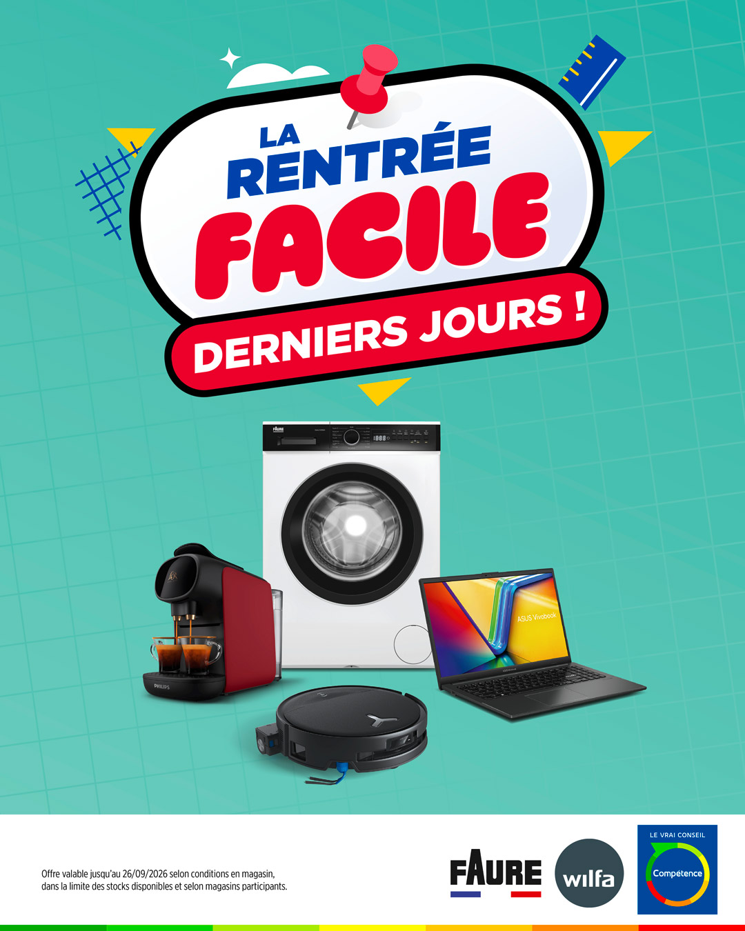 🤖 Et si les corvées devenaient un lointain souvenir ?
Avec ECOVACS, laissez la technologie prendre soin de votre maison pendant que vous profitez de votre temps libre.
🧹 L'aspirateur robot laveur nettoie vos sols en toute autonomie grâce à son lavage à température contrôlée de 40 à 75°C, son auto-nettoyage puissant, son nettoyage adaptatif des bords, sa technologie anti-enchevêtrement des poils et cheveux et sa station OMNI élégante et compacte.
Le robot lave-vitres, quant à lui, s'occupe de toutes vos surfaces vitrées. Sa technologie d'atomisation grand-angle à trois embouts, son système d'escalade intelligent qui évite les glissements et sa capacité à s'adapter à tous les types de vitres vous garantissent un nettoyage efficace, en toute simplicité.
Découvrez ces produits dans notre catalogue rentrée 2026.
Rendez-vous dans vos magasins Compétence.
Offres valables jusqu'au 26/09/2026.
#MagasinsCompétence #ECOVACS #RobotAspirateur #RobotLaveVitres #MaisonConnectée #Nettoyage #Innovation #LeVraiConseil #Rentrée2026