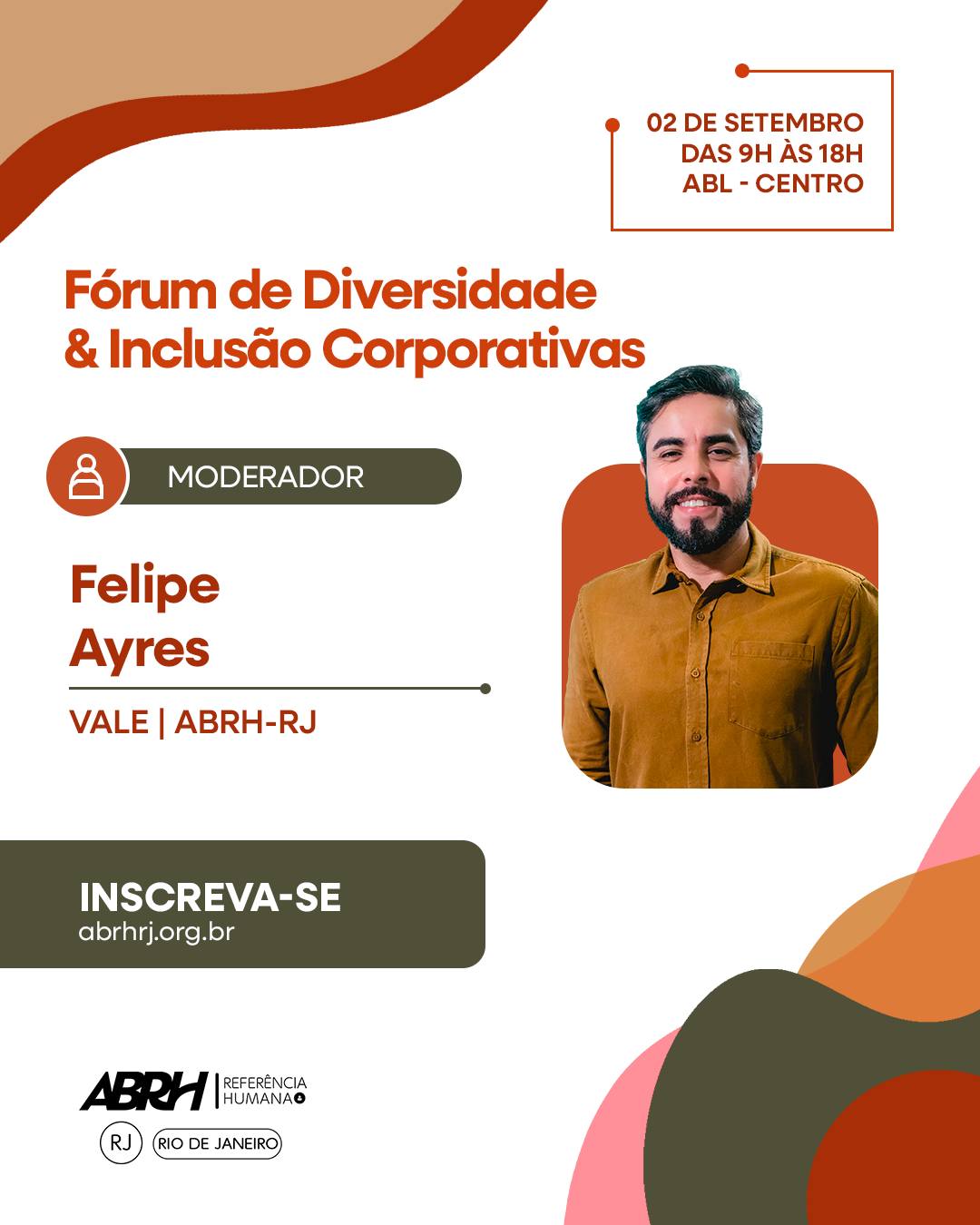O time está completo! E o debate promete ser ainda mais potente.
Chegamos aos últimos nomes que completam o time de palestrantes do Fórum de Diversidade e Inclusão Corporativas da ABRH-RJ. Profissionais que chegam para somar diferentes experiências, conhecimentos e perspectivas a uma programação pensada para provocar reflexões e gerar conversas necessárias para o mundo do trabalho.
Um encontro para quem acredita que diversidade e inclusão precisam estar presentes nas estratégias, na cultura e nas decisões das organizações.
📅 2 de setembro
📍 Academia Brasileira de Letras – RJ
⏰ 9h às 17h
Agora que você já conhece o time completo, falta só uma coisa: garantir o seu lugar nesse debate.
🎟️ Garanta seu ingresso e venha viver essa experiência com a ABRH-RJ!
Acesse o site ou o link disponível na bio.
Nos vemos no Fórum!
#ABRHRJ #DiversidadeEInclusão #Diversidade #InclusãoCorporativa #GestãoDePessoas #RH #Liderança #CulturaOrganizacional