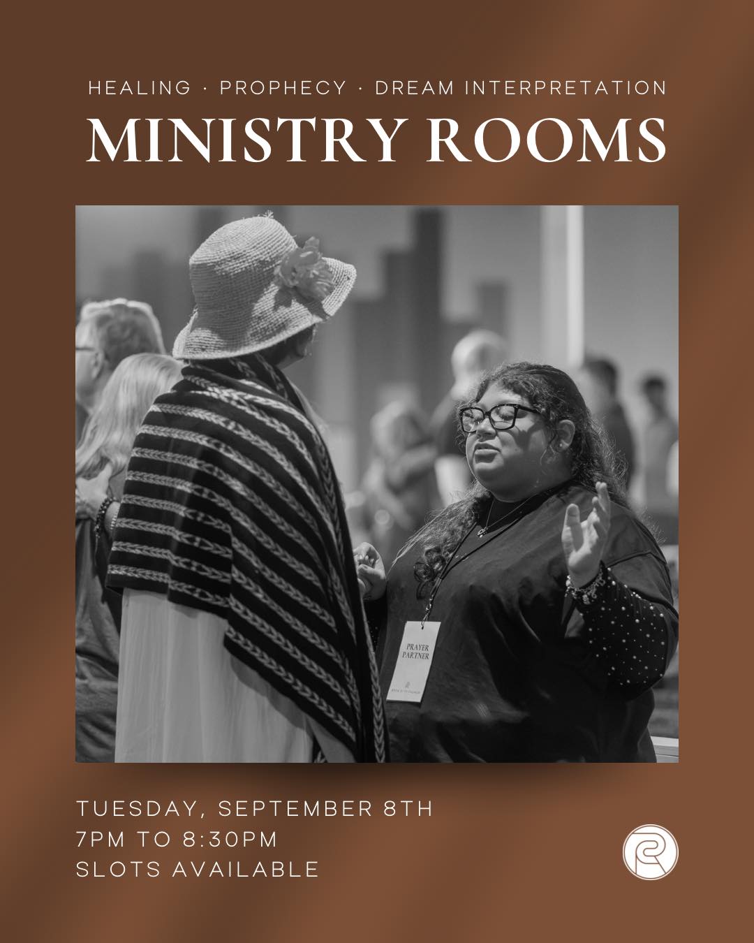 Ministry Rooms are open this Tuesday for healing, prophecy, and dream interpretation.
Rock City Church
7:00–8:30 PM
Sign up required (space is limited):
https://rockcitycorpus.churchcenter.com/registrations/events/3546346