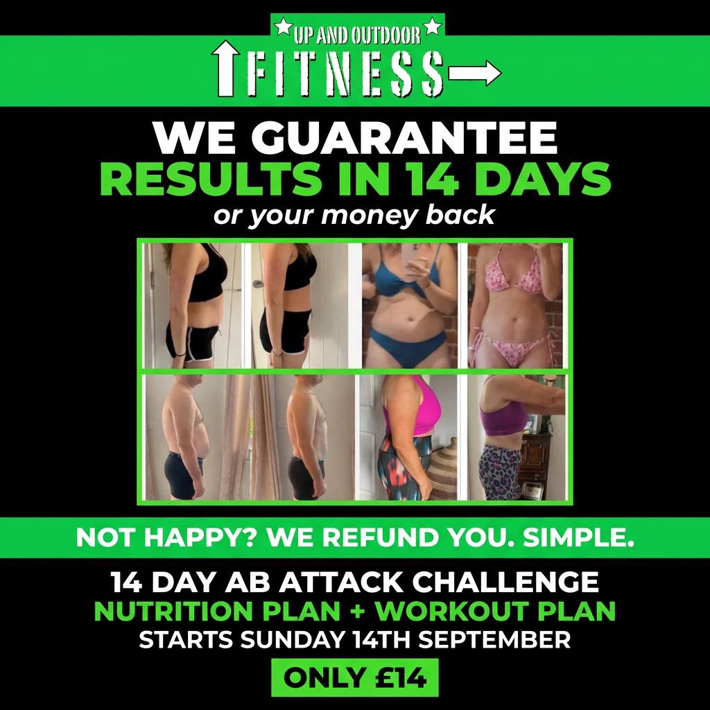 💥 WE GUARANTEE RESULTS IN 14 DAYS — OR YOUR MONEY BACK! 💥
Yep, you read that right. We are SO confident in this plan that we're putting our money where our mouth is! 💰
If you complete the 14 Day AB Attack Challenge and don't see or feel a difference — we'll give you a full refund. No questions asked.
Look at those results above 👆 Every single one of those is a REAL member. Men, women, all ages — the plan works for EVERYONE.

🔥 HERE'S WHAT YOU GET FOR JUST £14:
✅ 14-day carb cycling nutrition plan
✅ 14-day workout plan (do it anywhere!)
✅ Targets stubborn body fat
✅ Structured eating plan — no more guessing
✅ Designed by 4x award-winning coach with 18 years experience

💪 In just 2 weeks our members have:
⬇️ Dropped dress sizes
⬇️ Reduced BMI & cholesterol
😴 Improved sleep
⚡ Boosted energy levels
😊 Felt happier & more confident
🌡️ Reduced menopause symptoms

📅 Starts: Sunday 14th September 💰 Only £14 — guaranteed results or your money back
👉 Grab your spot here: https://mailchi.mp/54851db09830/14dayabattackchallenge
Comment "I'M IN" below or DM me now — spaces are limited! 🙌

#UpAndOutdoorFitness #GuaranteedResults #14DayChallenge #ABAttackChallenge #Billingshurst #TransformationChallenge #FatLoss #NutritionChallenge #ResultsGuaranteed #FitnessJourney #HealthyLifestyle #OnlineChallenge #WorkoutChallenge #RealResults #Motivation