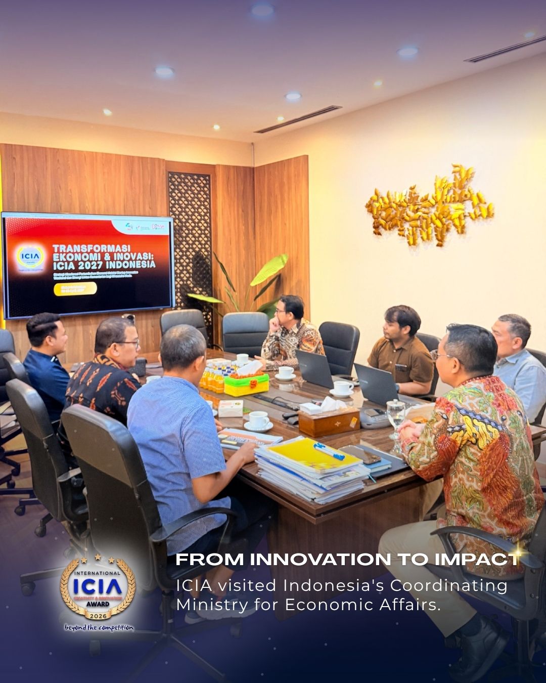 Throwback to Our Visit to Indonesia’s Coordinating Ministry for Economic Affairs
Looking back at one of the meaningful moments on our journey toward ICIA 2027 in Indonesia.
The ICIA team had the opportunity to visit Indonesia’s Coordinating Ministry for Economic Affairs and exchange perspectives on opportunities to strengthen creativity, innovation, entrepreneurship, and collaboration within Indonesia’s growing ecosystem.
It was a valuable opportunity to connect, share ideas, and explore possibilities for supporting a stronger environment for young innovators and future changemakers.
As we continue preparing for ICIA 2027, we’re grateful for every conversation and connection that helps shape the journey ahead. 🇮🇩🌏
From meaningful conversations to meaningful possibilities.
#ICIA2027 #ICIAIndonesia #Throwback #Indonesia #Innovation