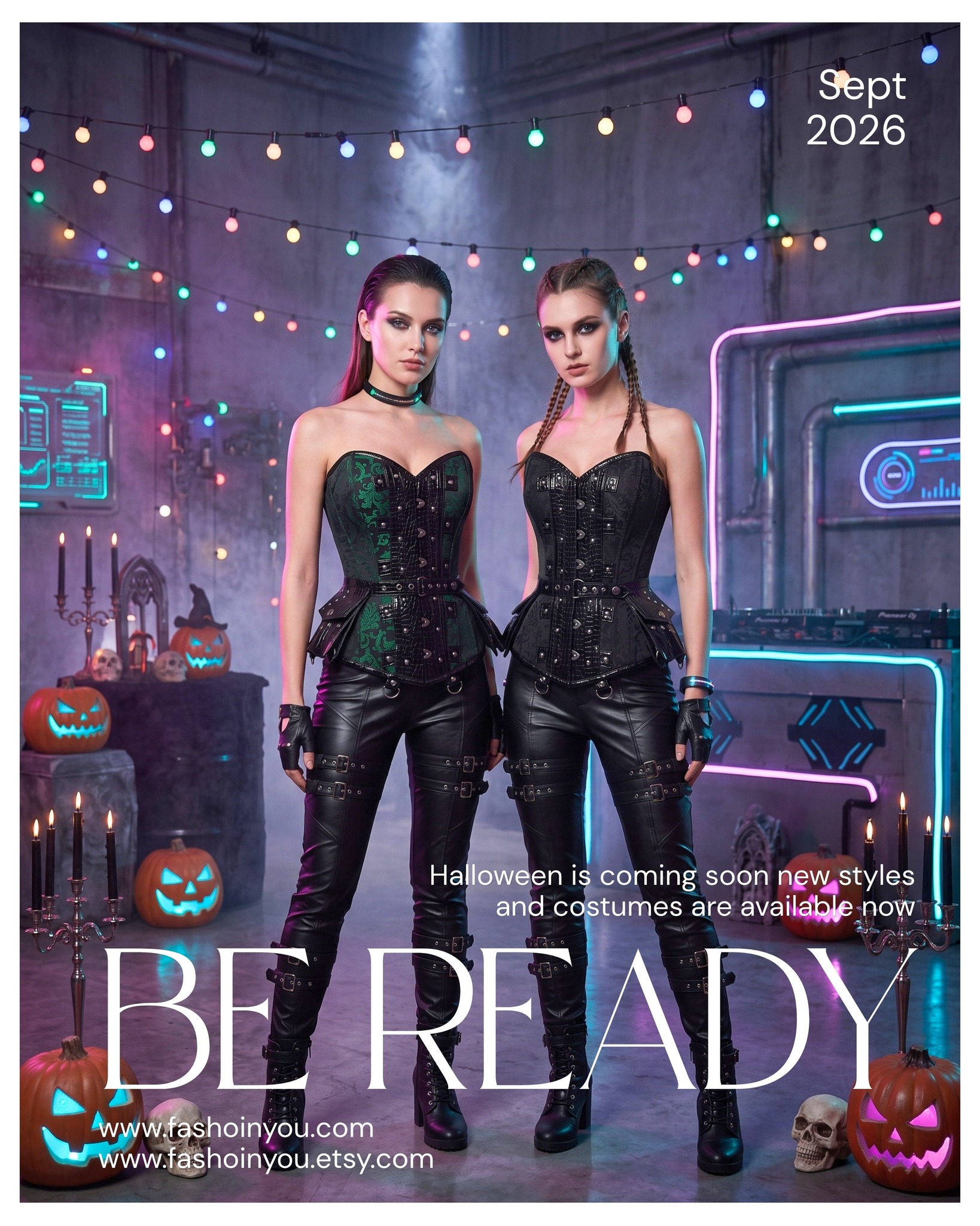 Darkness never looked this good. 🖤⚡
Our new cyberpunk-gothic overbust corsets just dropped — steel-boned, statement-ready, and built for the boldest Halloween yet. Whether you're going full coven or cyber-rebel, we've got the piece that turns heads before you even walk in.
Halloween is coming. Are you ready? 👀🎃
Shop the drop now on our website & Etsy - link in bio.
#gothicfashion #halloweencostume2026 #corsetcore #cyberpunkaesthetic #alternativefashion