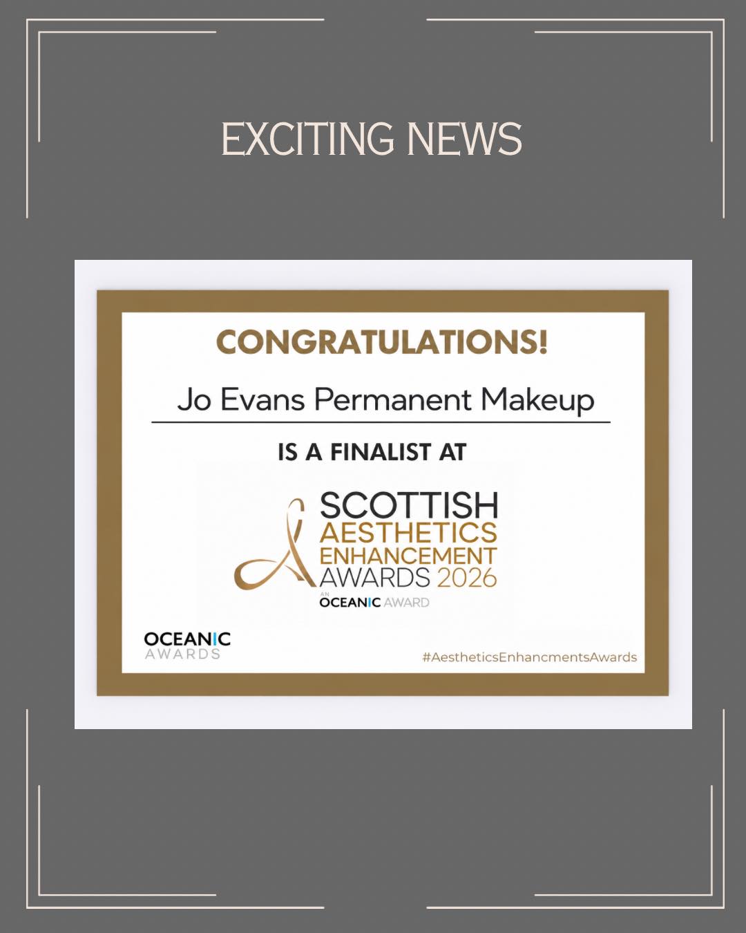 I’m so excited to share that I’ve been nominated for Permanent Makeup Artist of the Year at the 4th Scottish Aesthetics & Enhancements Awards 2026! 🥹🤍
To be recognised alongside so many talented artists in Scotland is such an honour, and I’m incredibly grateful to every single client who has trusted me over the years.
If you’ve loved your brows, lips or PMU treatment with me and would like to show your support, I’d be so grateful for your vote!
🗳️ Vote via the link or QR code in my stories!
✨ Permanent Makeup Artist of the Year
Thank you, as always, for supporting my little business - every vote, share, recommendation and booking means more than you know. 🤍
Wish me luck!
