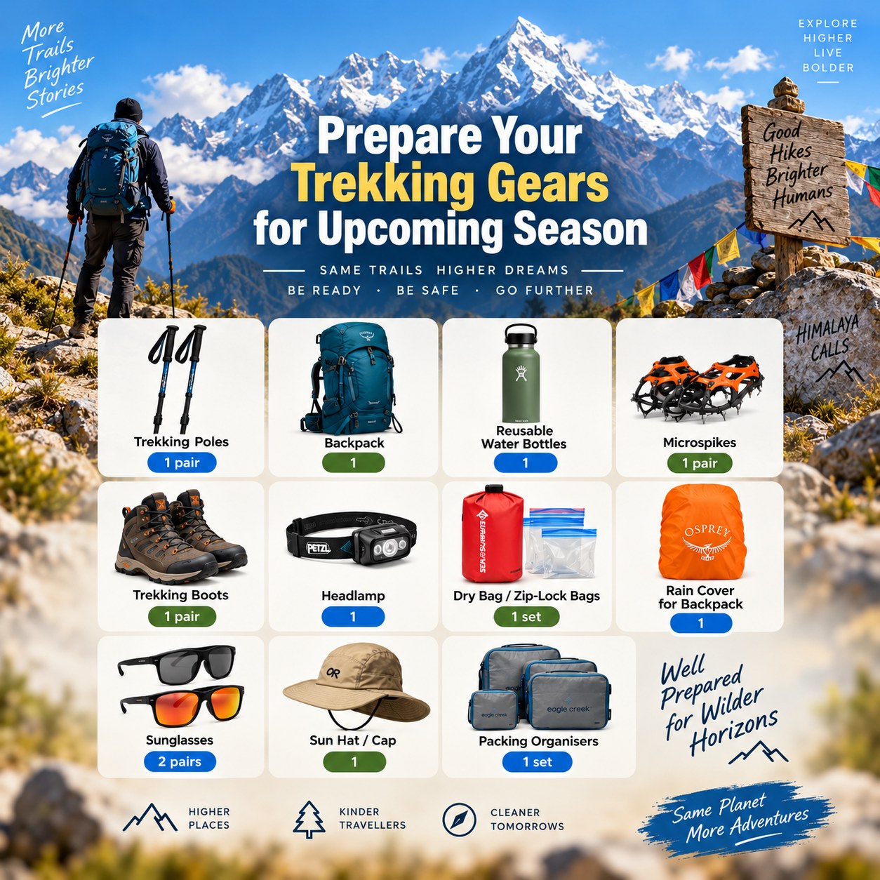🥾 Prepare Your Trekking Gears for the Upcoming Season! 🏔️
Trekking season is coming, and the right gear can make your journey safer, easi