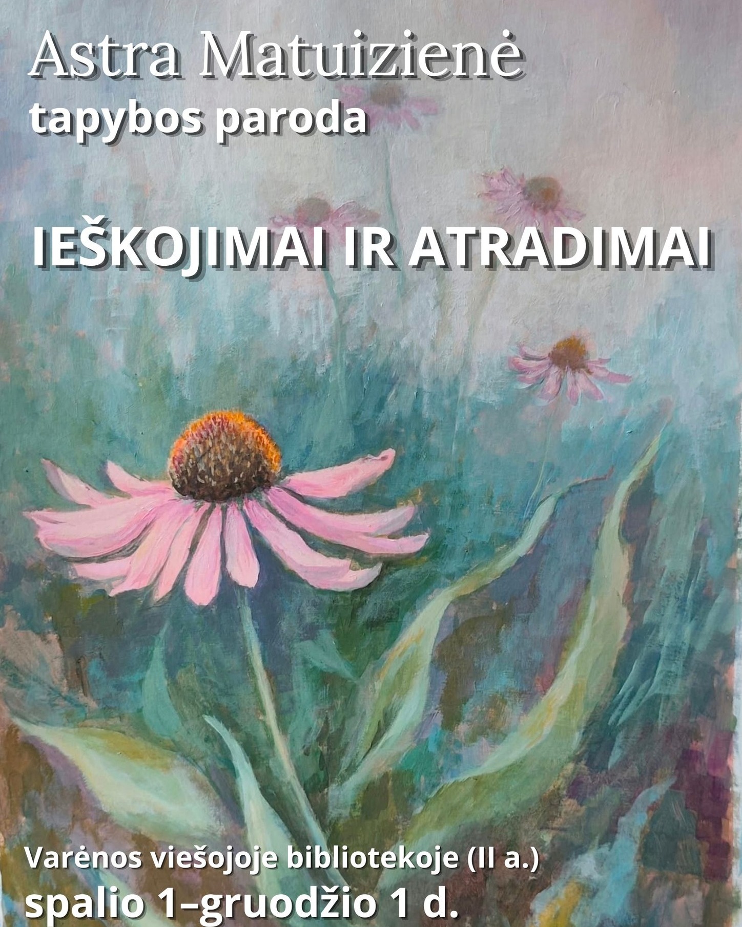 🪶Bibliotekoje veikia šviesi, moteriška ir romantiška tapybos darbų paroda „Ieškojimai ir atradimai“, kurios autorė – kraštietė Astra Matuizienė.
Astra Matuizienė pusę savo gyvenimo buvo miesto žmogus – gyveno Alytuje ir Šiauliuose. Prieš beveik 20 metų jos gyvenimas pasikeitė atsiradus galimybei apsigyventi sodyboje prie miško Varėnos rajone. Gyvenimas gamtos apsuptyje tapo svarbia jos kasdienybės dalimi ir, tikėtina, įkvėpė atrasti tapybą.
2019 metais Astra pradėjo fiksuoti ją supančios gamtos grožį popieriuje ir drobėje. Iki tol ji nebuvo studijavusi nei piešimo, nei tapybos, todėl pradžia nebuvo lengva, tačiau kūrybinis procesas suteikė daug džiaugsmo ir paskatino nesustoti. Vėliau autorė atrado dailės pamokas suaugusiesiems Varėnos J. Čiurlionytės meno mokykloje. Čia ji toliau mokosi, tobulėja ir leidžiasi į savo kūrybinių ieškojimų bei atradimų kelionę. Kūryboje atsispindi meilė gamtai, spalvoms, šviesai ir akimirkai. Tai darbai, kviečiantys stabtelėti, pažvelgti į supantį pasaulį kiek kitaip ir atrasti grožį paprastuose dalykuose.
Kviečiame užsukti į biblioteką, aplankyti parodą „Ieškojimai ir atradimai“ ir susipažinti su kraštietės Astros Matuizienės kūryba. Paroda veiks iki gruodžio 1 d.
#VarėnosViešojiBiblioteka #Varėna #biblioteka #paroda #parodos #tapyba #paveikslai