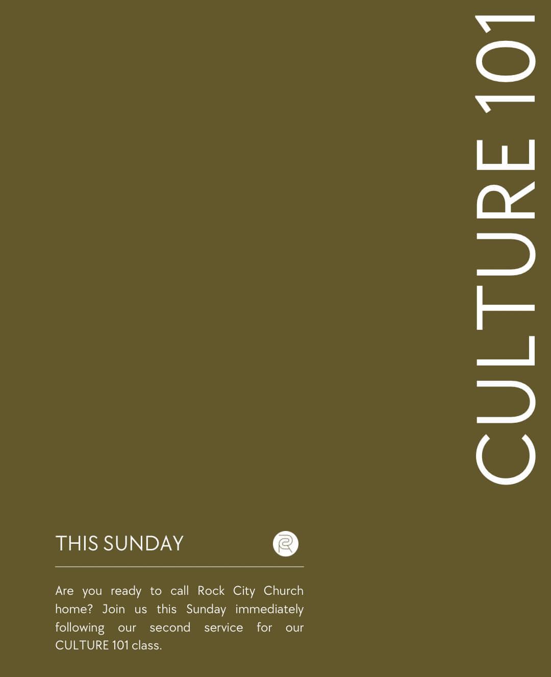 Are you ready to call Rock City Church home?
Join us this Sunday immediately following our second service for our CULTURE 101. Our first step for everyone who is feeling led into Rock City is to come to our monthly “CULTURE” class.
This is a brief, 1 hour meet-and-greet, where you can get to know some of our leaders, have refreshments, as well as hear more about the heart and language of Rock City Church.
Anyone can attend our monthly Culture Class - childcare and lunch are provided.
https://rockcitycorpus.churchcenter.com/registrations/events/3483853