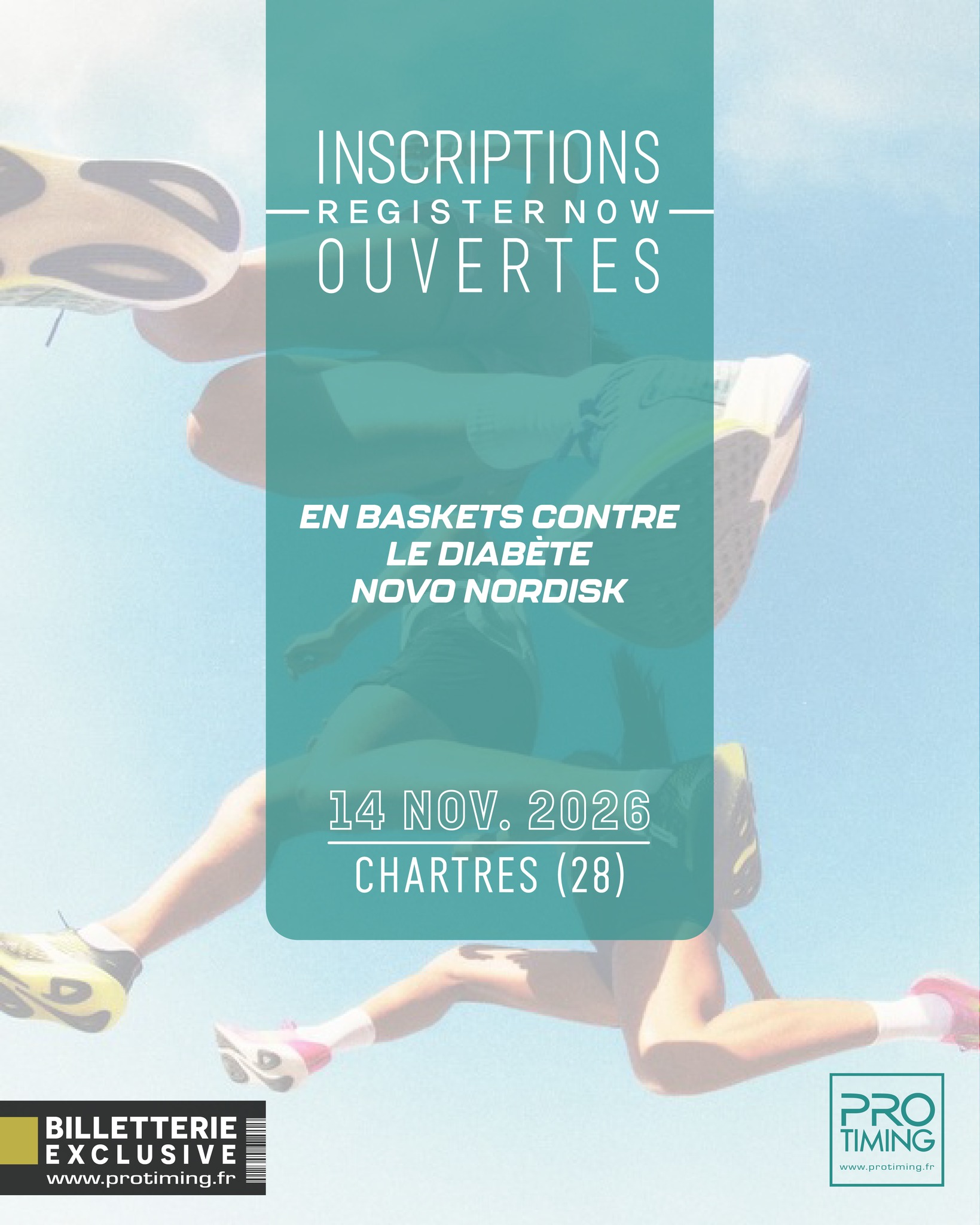 🚀 Les inscriptions sont ouvertes pour En baskets contre le diabète – Novo !
📅 Samedi 14 novembre 2026
📍 Chartres (28)
Prêt(e) à enfiler tes basket