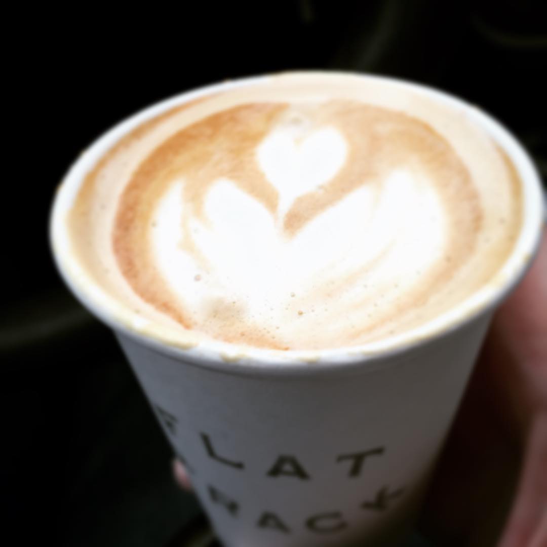 A little @flattrackcoffee to get going this morning before meeting my cabinet maker. Thanks for referring @violetandblueatx