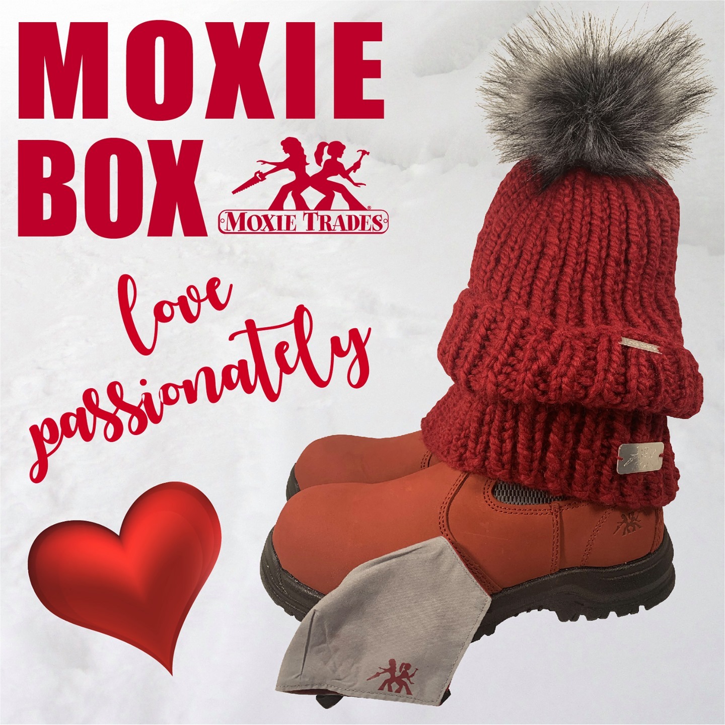 hey Love Birds.... the Love Passionately Moxie Boxes are back for Valentine's Day! #WorkBoots #Safety #PPE #ValentinesDay #love #Feb14 #RedBoots #FaceMask #Toque #GotMoxie #MoxieLife