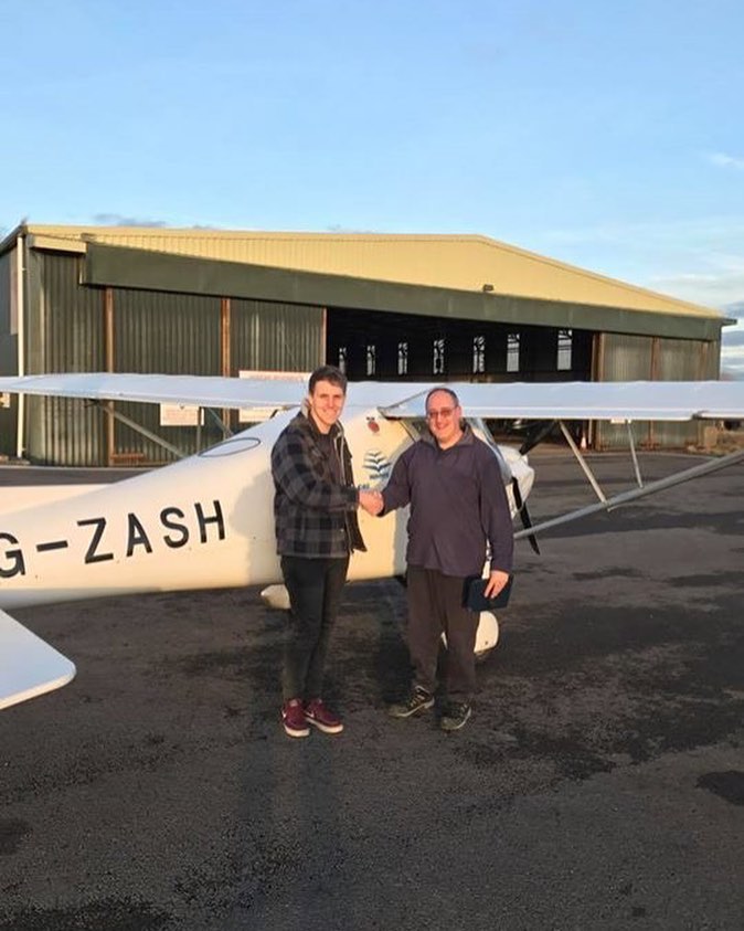 Congratulations to David Edwards on his first solo this afternoon #gowerflightcentre #gowerpeninsula #gower #swansea #wales #welshcoast #threecliffbay #ikarusc42 #ikarus #c42 #microlight #pilot #aviaton #avgeek