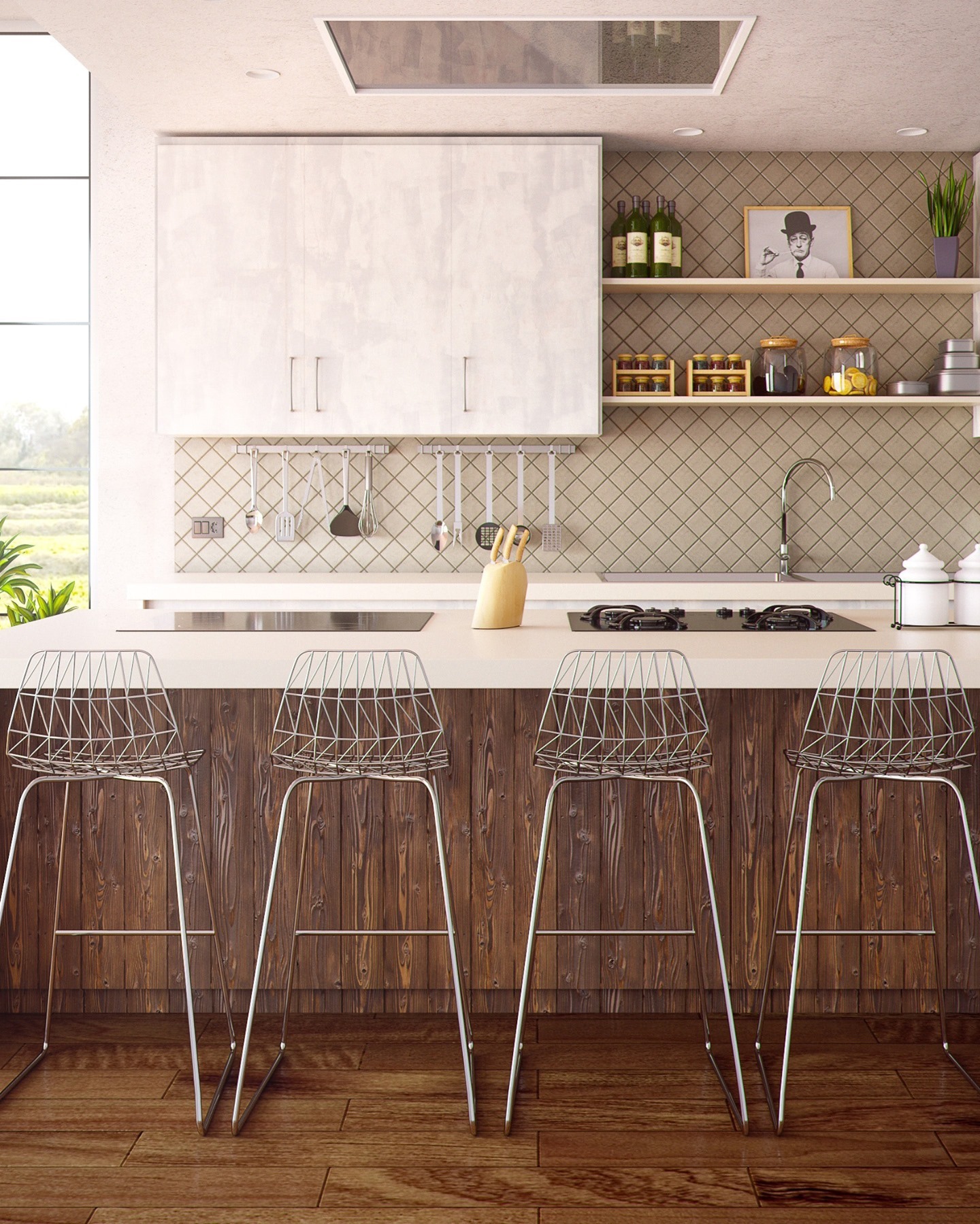 Kitchen goals 🙌
#kitchengoals #kitchentiles #barstools