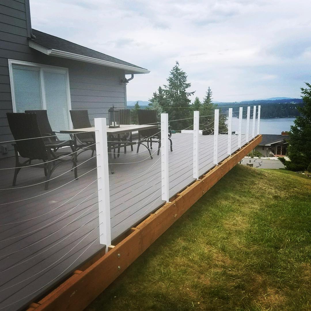 Cable Railing Stainless Steele IN PROCESS and Powder Coated Aluminum Posts || #decks #stainlesssteel #kriscoconstruction #haydenidaho