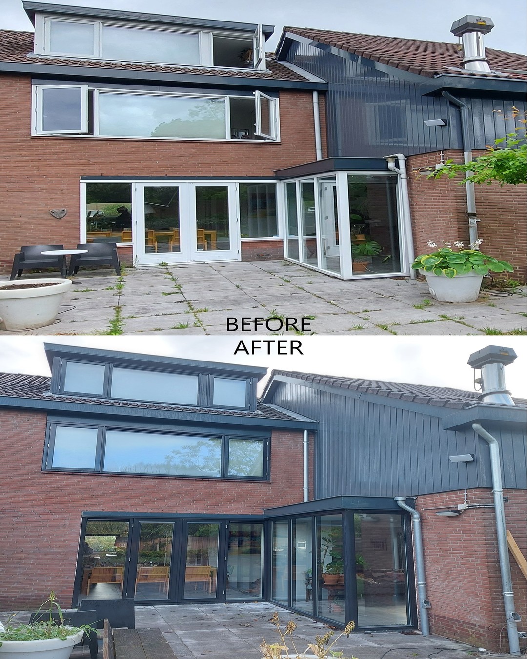 Window extended & painted ! #whitetoblack #blackwindow #windowrepairs #windows #woodwork #isolatieglas #doubleglass #carpenter #schilder #aannemer #renovations #painting #denhaag #amsterdam #utrech