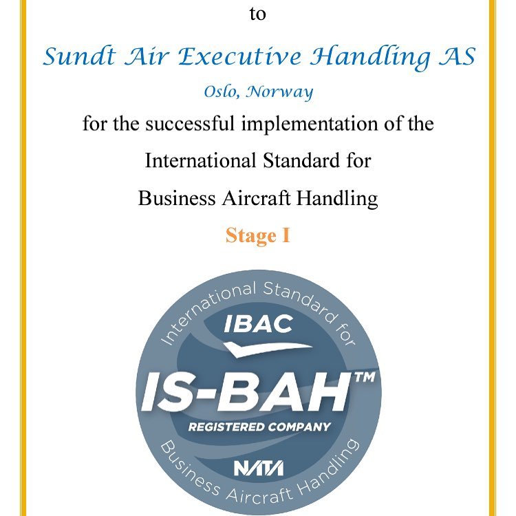 We are proud to present our IS-BAH certification after a long and hard process. #osloairport #executivehandling #sundtair