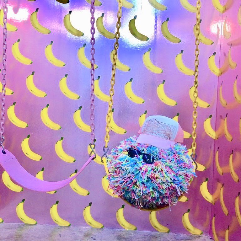 Hogging the swing again! That Sprinkles! #giantpompom #museumoficecream #pompom
