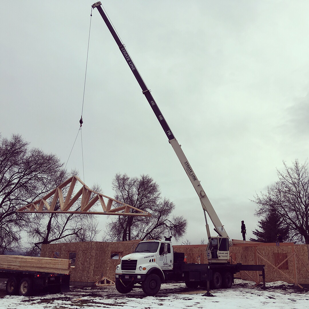 New year = New build #newbuild #newconstruction #spokanecontractor #idahoconstruction #newmanlakewa #building #trusses #brandnewhome #futurefarmhouse