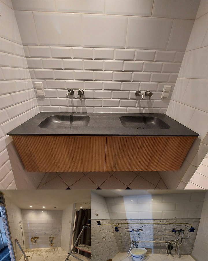 Sink & cabinet #luxurybathroom #bathroom #bath #sink #renovation #houserenovation #cozyhome #smartliving #luxurylifestyle #teakwood #bathroomdesign #bathroomdecor #aannemer #amsterdam #denhaag #utrecht #glasswall #tiles #tilesdesign #mozaic #tileshower #grohe
#instalations #plumbing
