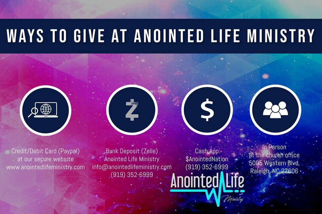 Hello ministry friends, partners and the ALM Nation: August 7th is right around the corner, are you ready for the outpouring of the Holy Spirit?
As we’re getting closer to the date, we still need you! We’re counting on your generous donations to help us meet our goal. We need 50 people to sow a seed of $100.00 to help us meet our revival budget. Can we count on you?
Help us get this done today!
Thank you in advance for your support, help and generosity. Many blessings!
WAYS TO GIVE:
Zelle:
919) 352-6999
CashApp:
https://cash.app/$AnointedNation
(919) 325-6999
🙏🏿 THANK YOU! 🙏🏿