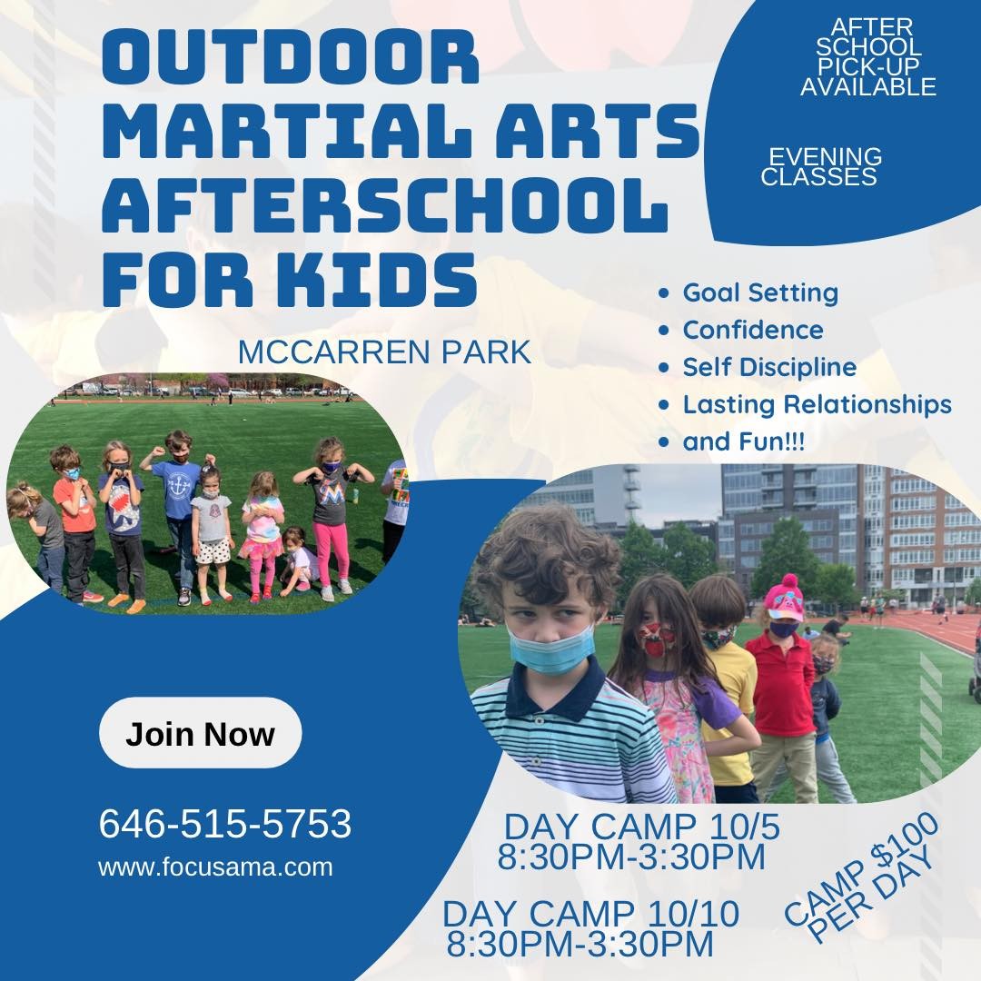 We are having camp days on 10/5 & 10/10. 8:30am-3:30pm of outdoors karate fun. Dm or email to sign up. email: mracosta@focusama.com Want your child more focused in school?
Need a fun after school activity that challenges your child?
Do they need to build life skills like confidence and self-discipline? Try 2 classes for $20 with Mr. Q! Click the link and sign up. https://www.acostamixedmartialarts.com/offer-kids-martial-arts/ Email or DM to get information. #martialartsclasses #focusmmabk #ps84parents #greenpointbrooklyn #ps17 #brooklynarborschool #williamsburgnorthsideschools #sawilliamsburg #mma #karate #bjj #capoiera #nyc #fitness #blackbelt #brooklyn #onlineclasses #ps84 #ps17
#ms50elpuente #cetntuyrymartialarts #freeclass #kidsmartialarts #summercamp #Afterschool I#supportsmallbusiness #mmaclasses #williamsburg #brooklyn