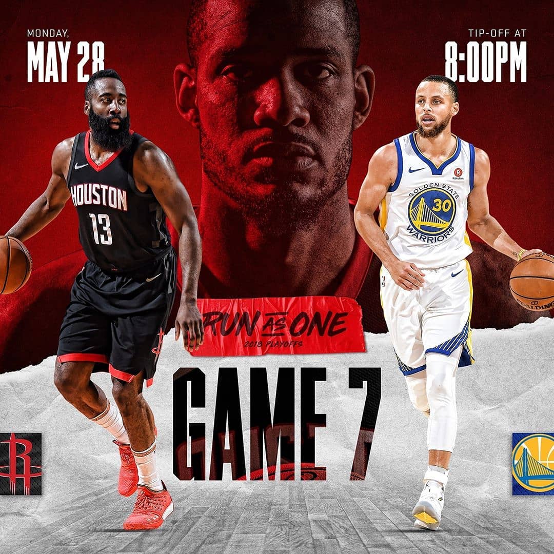 Tonight's the night, Game 7 is in the Rockets house!
Tip-off is at 8:00PM central
@nbaontnt Good luck to both teams! Winner meets the Cavs in the championship #BAMTesting #BAMNews
#WesternConferenceFinals #game7 #GoldenstateWarriors #HoustonRockets