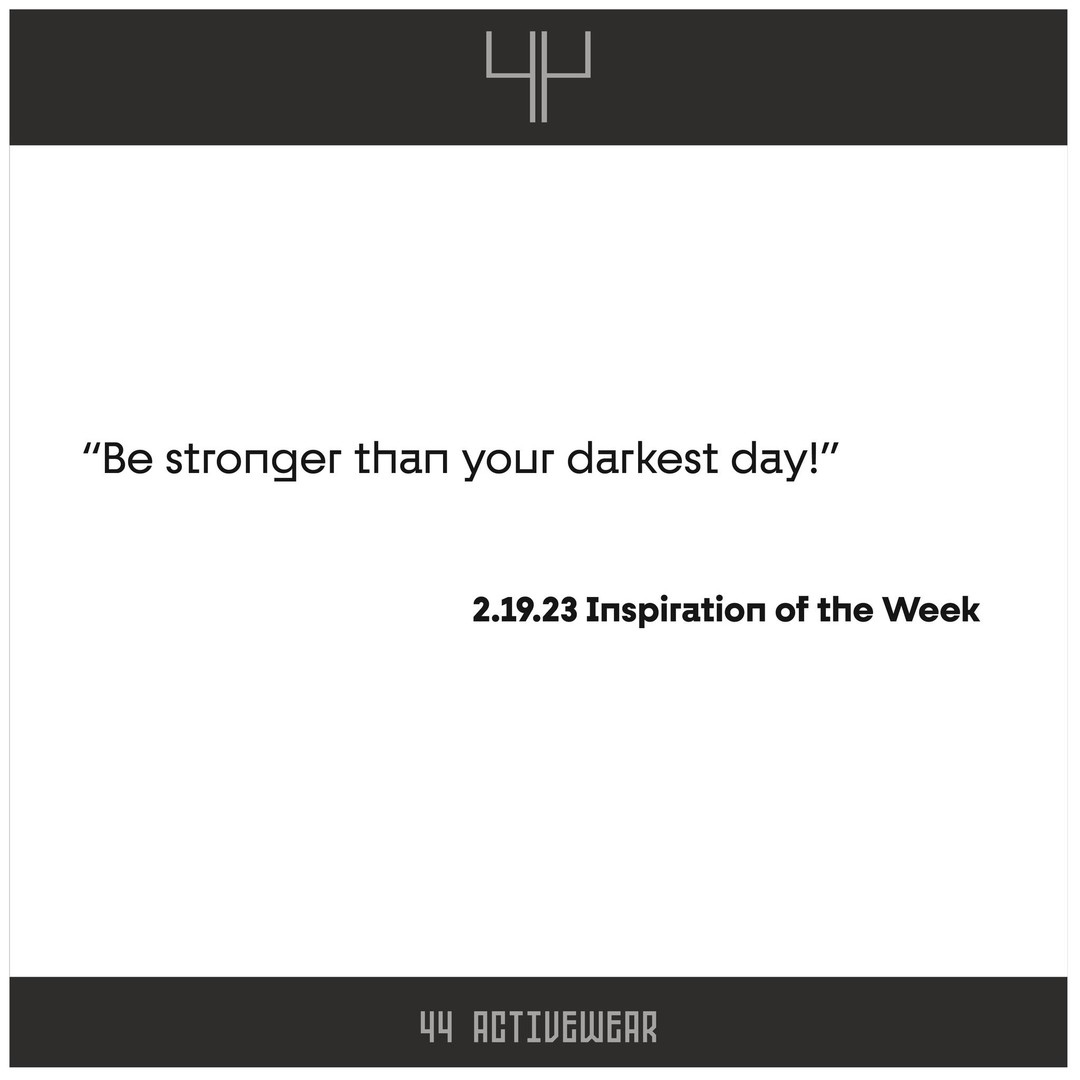 "Be stronger than your darkest day!"
#activewear #44 #44activewear #faith #clothing #active #fitness #mindfulness #protected #angelnumber #smallbusiness #wakeforest #wf #northcarolina #nc #inspiration