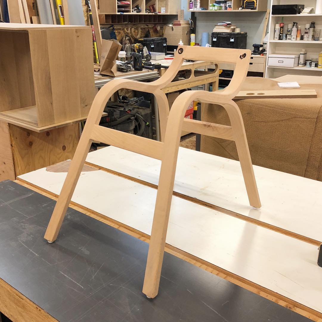 Lamination and steam bending creates an incredibly strong and minimal structure that has just the right amount of flex to be ideal for chair construction.