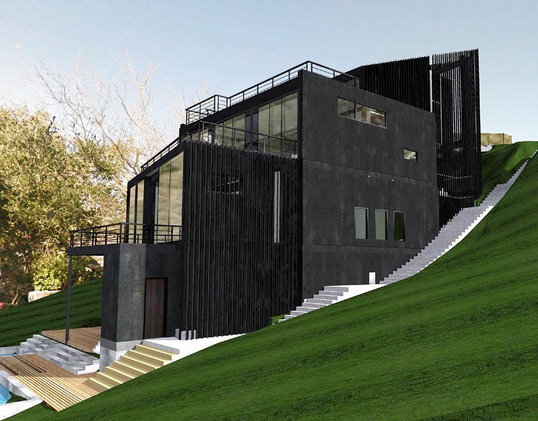 Facade / massing study for a new house in the Hills. All-steel exterior. #steelexterior #steelbuildings #designoftheday #hillhouse #architecture #hybridconstruction