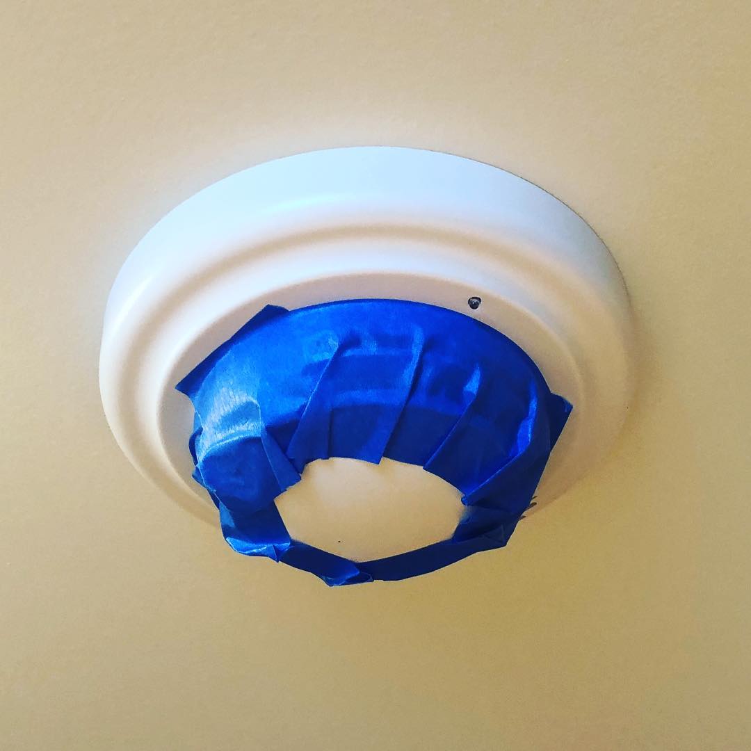 One way to silence those pesky smoke detector’s is to mask with painters tape. 😳