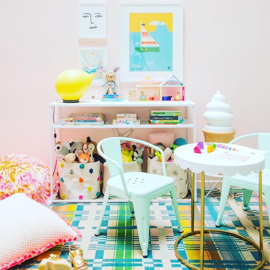 This darling playroom from @ohjoy makes me wish I were 4 again!! (Without going through 14 again...?) Thank you for including us in this super fun roomscape!! ๐ ๐ โบ๏ธ ๐ #giantpompoms #pompom #tobeakidagain #loungingonapompom