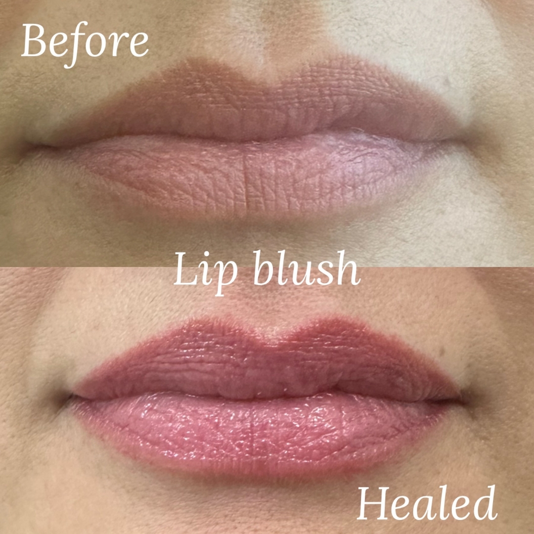 Look at these fully healed results!! She just wanted less dull looking lips and a more defined look! A good lip blush can last for years after your touch up! No need for lip stick 💋