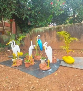 These beautiful egret sculptures were created by youth trained by YTB Facilitator Ryan Lusaka in Uganda as part of YTB Industrial Arts.
They sold the sculptures at their Christmas festival and will use money earned buy more materials for their next project. This is YTB in action!