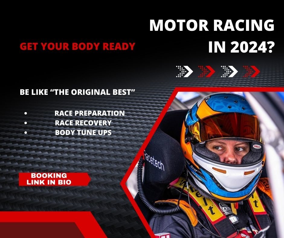 2024 motor racing season is looming!
Too many categories to mention but you all spend time getting the car ready.
We can't easily 'swap out' our human parts if they start to fail.
Get your body ready for the season ahead, using prehab and conditioning strategies including sports massage for recovery.
Knowing the business of motorsport from an athlete perspective, gives you the opportunity to gain precious seconds on track.
Get your body ready...book via the link in the bio or send me a DM.
#motorsport #athletepreparation #atheleterecovery #mortdalesportsmassage