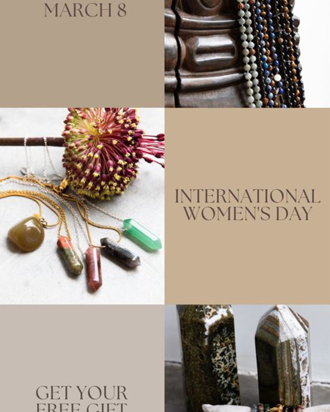 Free gift with International Women's Day.
Empower yourself or surprise a loved one with a little extra sparkle this International Women's Day. To celebrate all brave, strong and courageous women, we're offering a free gift with every purchase from our webshop. Choose between a charming Moonstone or Rose Quartz charm by specifying your preference in the order notes and we will add it to your order.
#internationalwomensday #gemlovers #powerwomen #beautifulwomen #lovelywomen #crystaljewelry #gemstonejewelry #celebrate #freegiftforyou #moonstone #rosequartz #wildstonesamsterdam