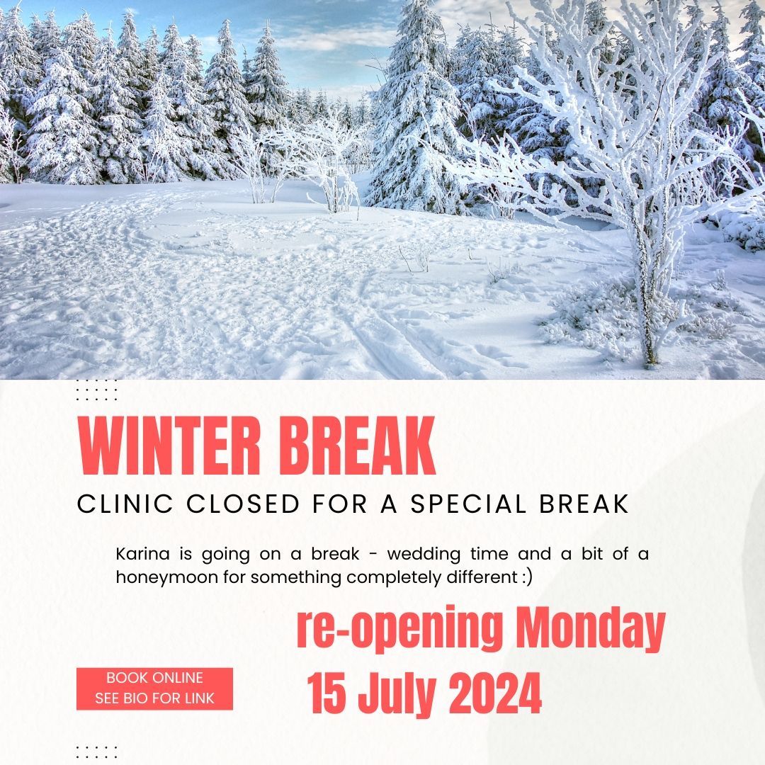 Wedding bells are ringing and it's time to get the final bits and pieces organised.
See everyone back in clinic from 15 July 2024 onwards.
Bookings are open and the link for the booking site is in the bio.
