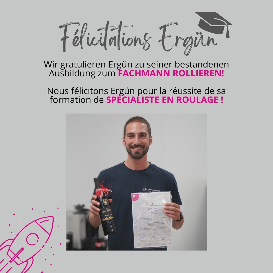 Ergün hat seine interne Ausbildung erfolgreich abgeschlossen und sein Zertifikat als Fachmann Rollieren erhalten! Herzlichen Glückwunsch 🍾🎉
***
Ergün a terminé sa formation interne avec succès et a obtenu son certificat de spécialiste en roulage ! Toutes nos félicitations 🍾🎉
#fellerpivotagessa #interneausbildung #fachspeziaistenroulage