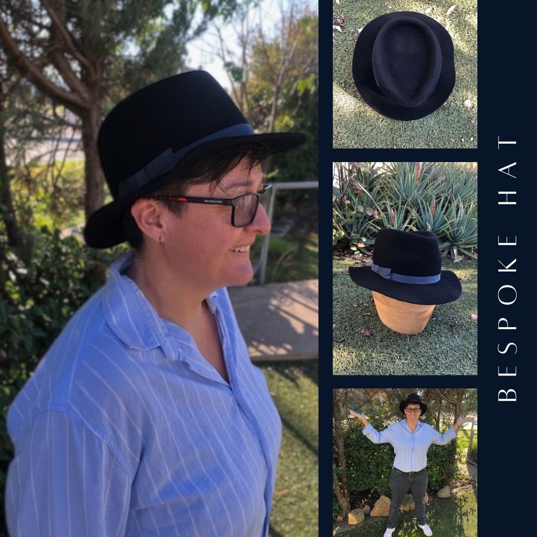 ✨ Just delivered this bespoke beauty to Emma, and she just so happened to be wearing the perfect outfit to complement it!
😍🌟 She chose a soft black wool felt hat with a steely blue hat band, and it’s going to work so well in her wardrobe. 🖤💙
Can’t wait to see how she styles it in her everyday looks!
#CustomHat #BespokeStyle #HatGoals #FashionForward #CustomerLove