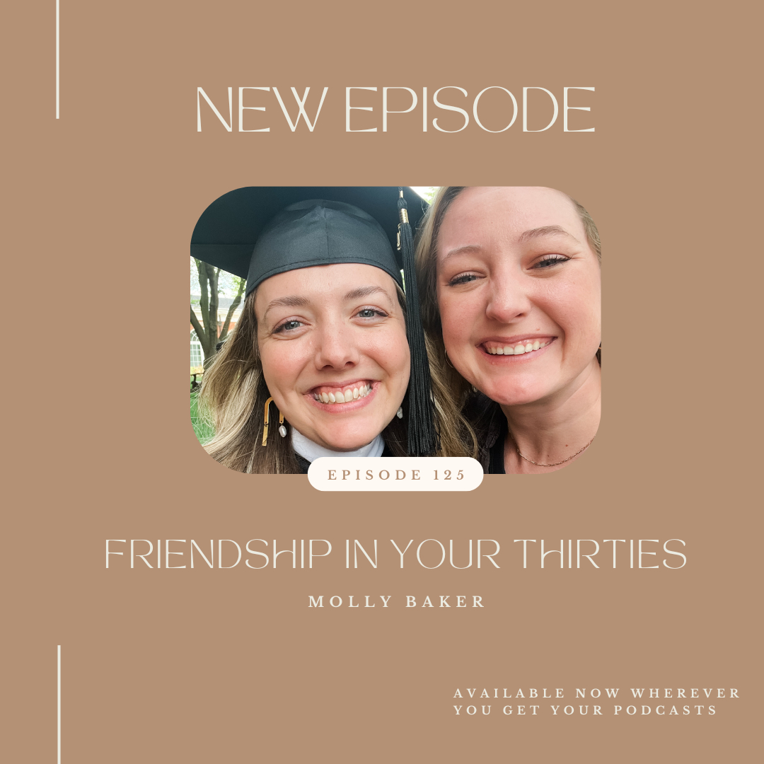 Lately I've been thinking about how challenging it can be to make new friends as an adult when at the same time so many of us feel so lonely.
As I was thinking through who would be a great guest to talk about this with on the podcast, immediately I thought of my friend Molly Baker. The queen of all forms of friendships – all the way from lifers to new acquaintances.
And I left this conversation with tears in my eyes and filled with hope for the friendships ahead in my life and yours.
Available everywhere you find podcasts ✨