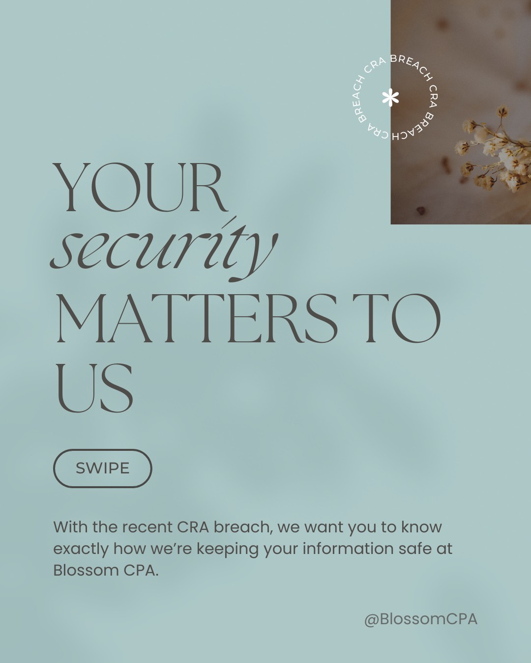 With the recent CRA security breach, we understand that you may have concerns about how your sensitive information is protected.
At Blossom CPA, safeguarding your data is our top priority, and we’ve put strict security measures in place to keep it secure.
Here’s how we’re protecting your information:
🔒Multifactor Authentication
for secure access to your CRA account
🔐 Annual Password Updates across all our apps to stay ahead of threats
🛡️Dashlane Password Management to create and store unique, hard-to-guess passwords
🌐 VPN Protection to secure our browsing and prevent potential breaches
We’re committed to maintaining the highest security standards, so you can trust that your financial information is in safe hands.
Want to know more about our security practices?
Send us a message—we’re here to help!
#Designandbuild #torontointeriordesigner #interiordesignlife #CRA #ontariointeriordesigner #canada