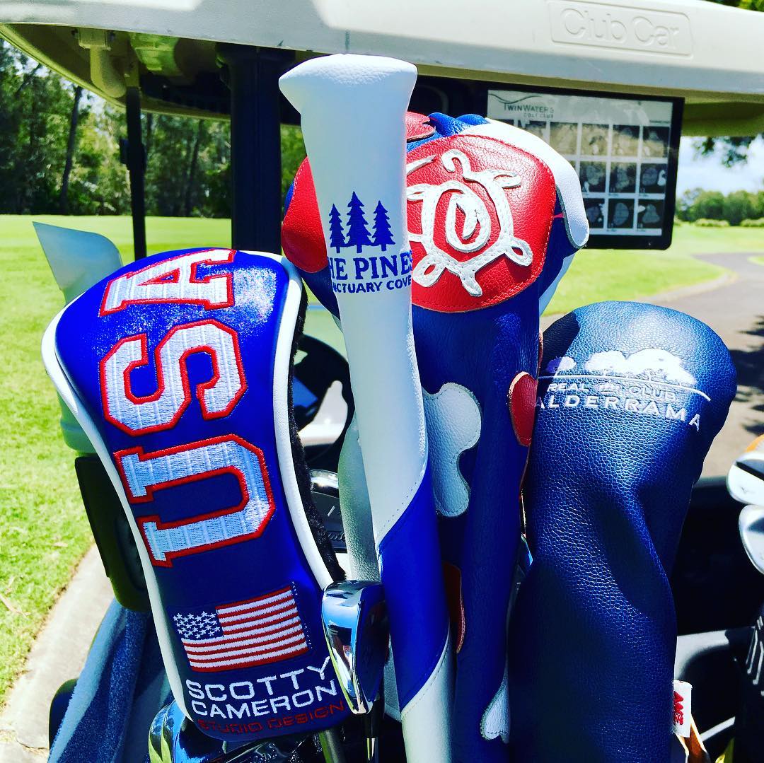 Scotty Cameron, The Pines Sanctuary Cove, Turtle Creek and Real Club Valderrama all at Twin Waters Golf Club for the first round of the Sunshine Coast Masters today, nice balmy 30 degrees. Another perfect Sunshine Coast day. .
.
.
.
.
.
.
#headcovergamestrong #candropaname #scottycameron #turtlecreek #valderrama #sanctuarycove #sunshinecoast #sunshinecoastmasters #ladbrokeslegendstour #puregolftours