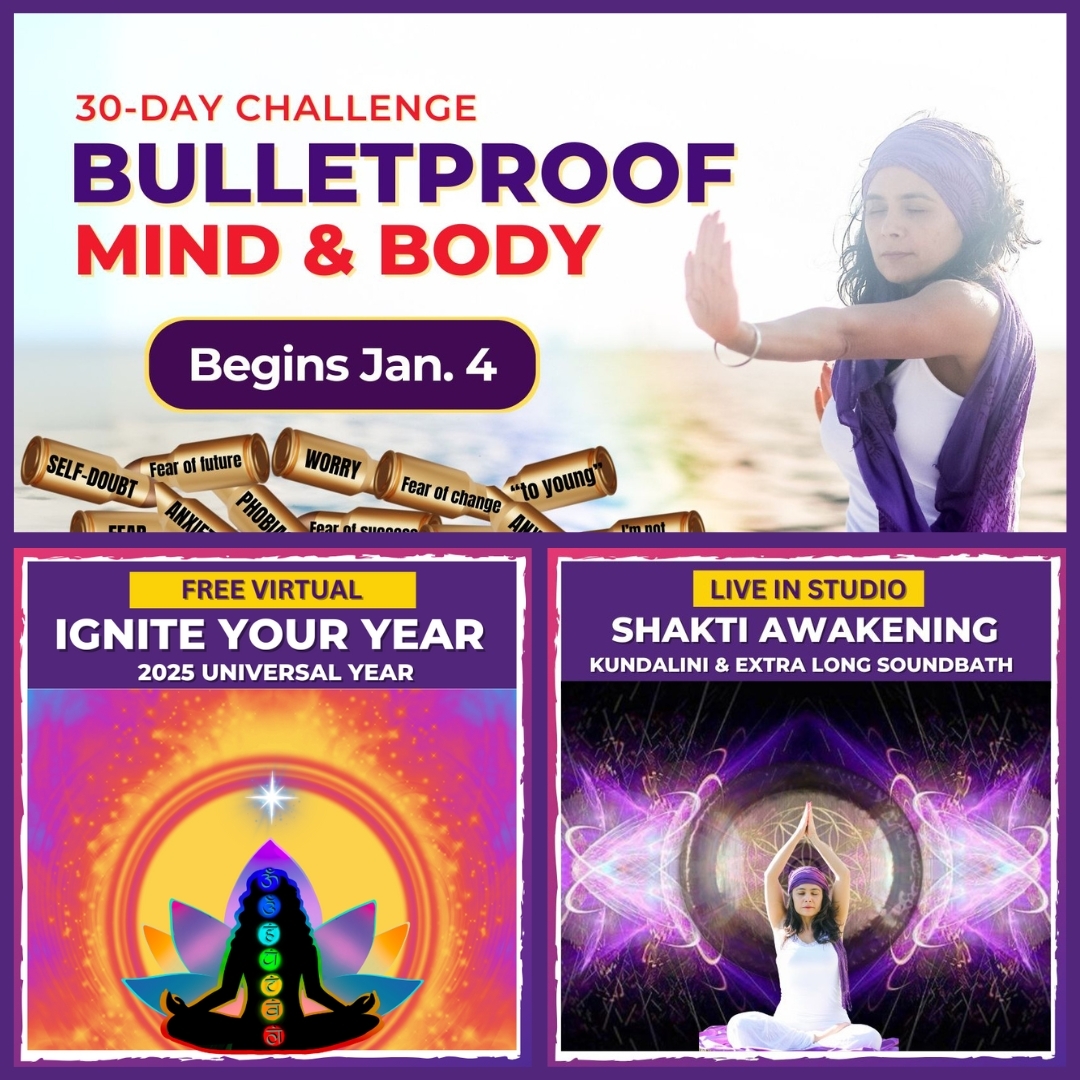 🎉 Kickstart Your Year with Strength & Intention! 🎉
✨ Start 2025 as the best year of your life ✨
Join one, two, or all three transformative events:
🕉️ FREE Virtual | Ignite Your Year
Jan. 1 | 2025 Universal Year Activation
💪 30-Day Challenge | Bulletproof Your Mind & Body
Starts Jan. 4 | Daily 30-Minute Practices
🌟 LIVE In-Studio | Shakti Awakening
Jan. 5 | Kundalini & Extra Long Soundbath
Commit to YOU. Declare 2025 as YOUR year of greatness!
👉 Type YES in the comments, and we’ll send you all the details to get started!
