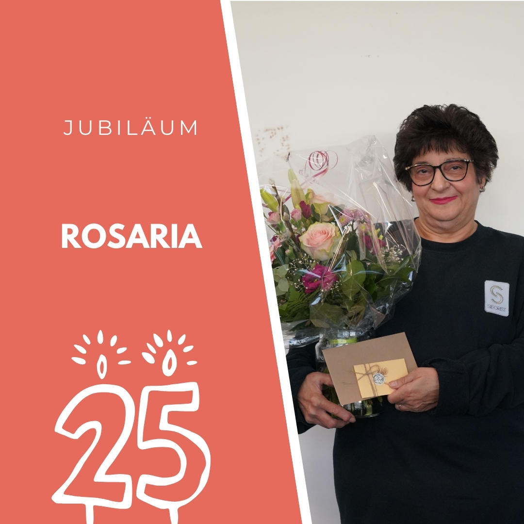 25 JAHRE ENGAGEMENT ✨
Wir gratulieren Rosaria zu ihrem Vierteljahrhundert bei der W. Siegrist AG und danken ihr für die Treue und das unermüdliche Engagement in diesen vielen Jahren. Herzlichen Glückwunsch zu dieser Leistung und wir sind stolz darauf, dass Rosaria Teil unseres Teams ist! 🥂
We congratulate Rosaria on her quarter of a century with W. Siegrist AG and thank her for her loyalty and tireless commitment over these many years. Congratulations on this achievement and we are proud that Rosaria is part of our team! 🥂
#wsiegristag #25Jahre #Engagement #Treue #Glückwünsche