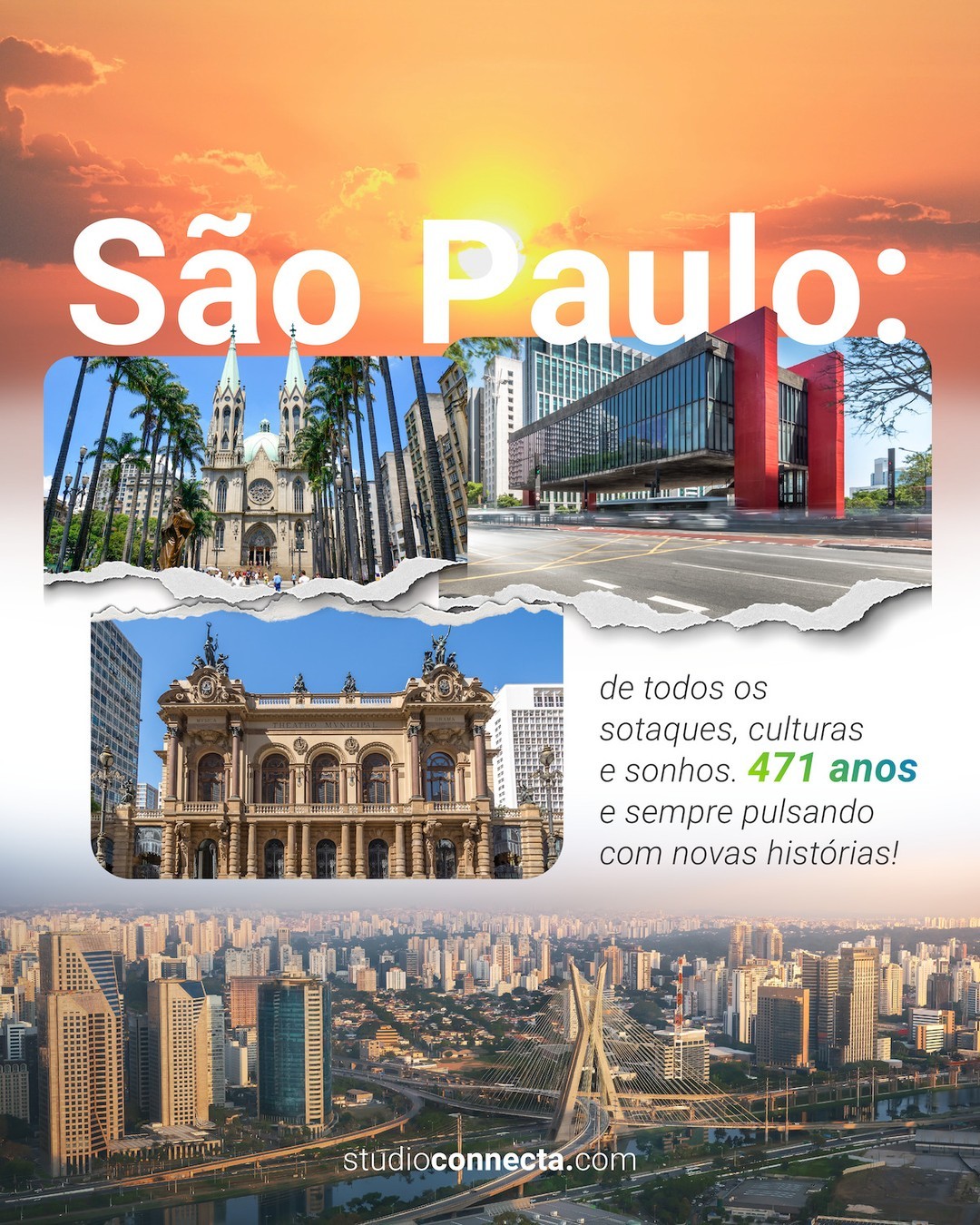 Parabéns, São Paulo! 471 anos de histórias, de diversidade, de acolhimento. Uma cidade que nos ensina todos os dias a nunca parar de sonhar.
#SP471 #AniversarioSP #CidadeQueNuncaPara #marketing #comunicação #planejamento #estrategia