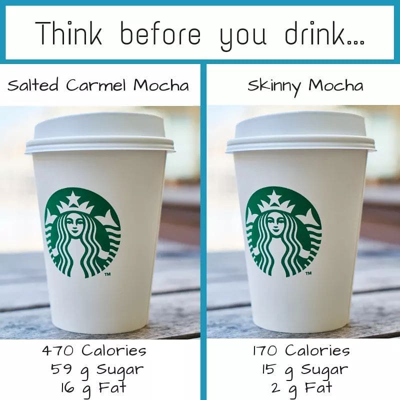 Sometimes that afternoon pick-me-up can become a little more than you anticipated. So when you want a treat or even just a little caffeine, its always a good idea to know what you are drinking. Added sugars and fat sneak up on you when you do not make conscious decisions to choose healthier options. Being conscious means knowing WHAT you are putting into your body. Its not always about choosing the best choice, sometimes making a better choice is enough.
Starbucks lists all their nutrition information online, so you can easily look up and compare options. Making simple changes like switching out 2% milk for skim, asking for less syrup (or sugar free syrup), and even skipping out on whipped cream can all help knock down those extra added calories.
#tasteandsee
