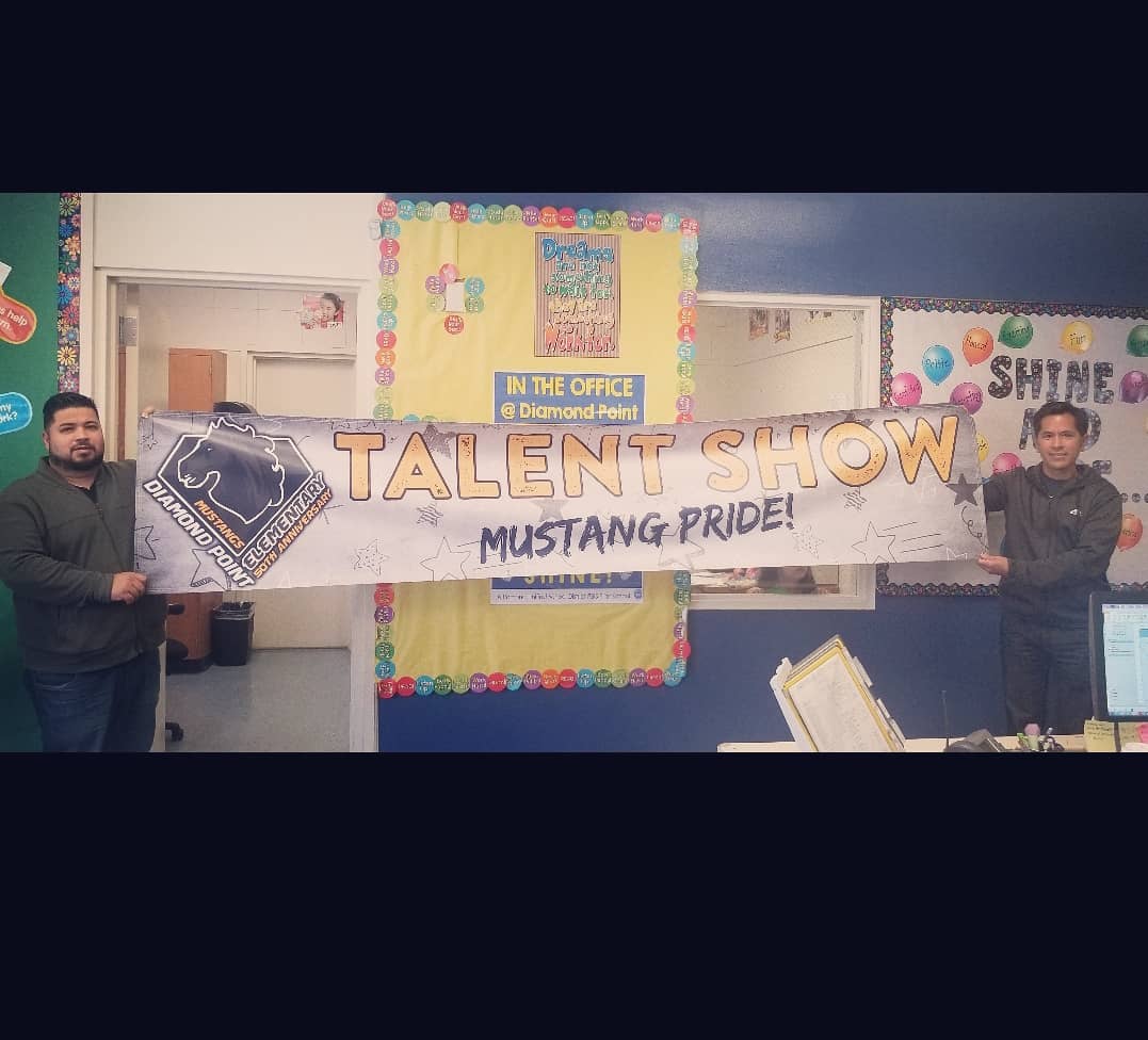 Good luck to everyone one on #diamondpointelementary talent show hope you like your custom banner! Call us today to get yours! #banner #custombanners #graphicdesign #graphics #design #printing