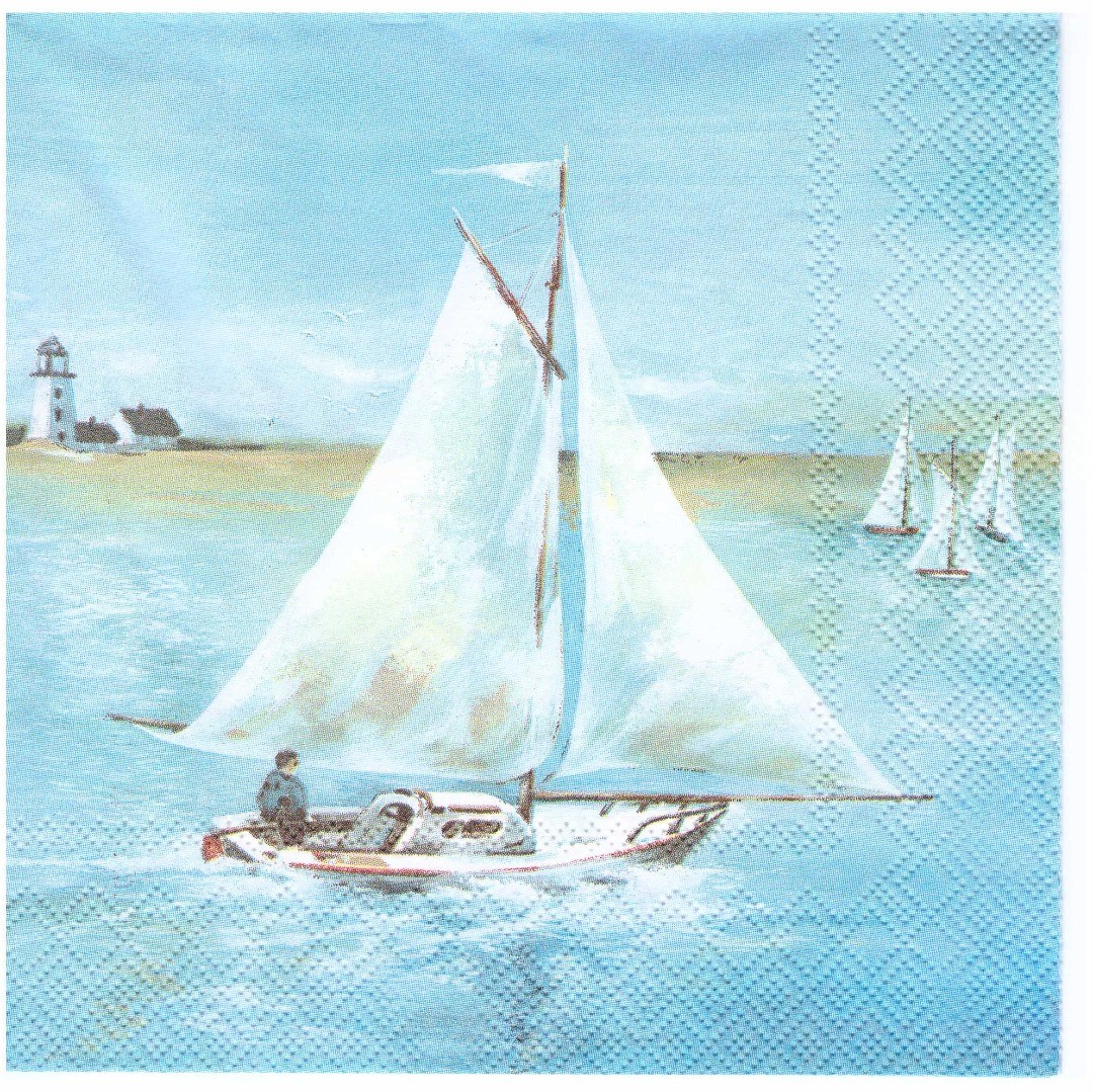 Sail away... New collection of #summer theme napkins available in my shop #sea #sail #sailing #yacht #seaside #seashore #decoupage #art #craft #pasttime #revereieart #seagull #lighthouse