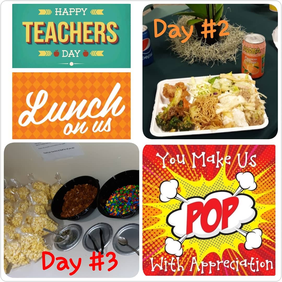 Staff Appreciation continues at NHCS! Day 2: Star Treatment Lunch & Day 3: We are poppin' by to say thank you!